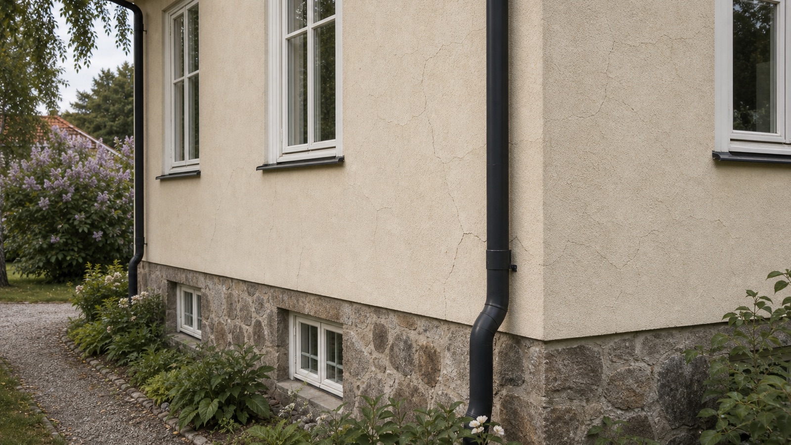 Exempelbild på fasadunderhåll i Roslagen